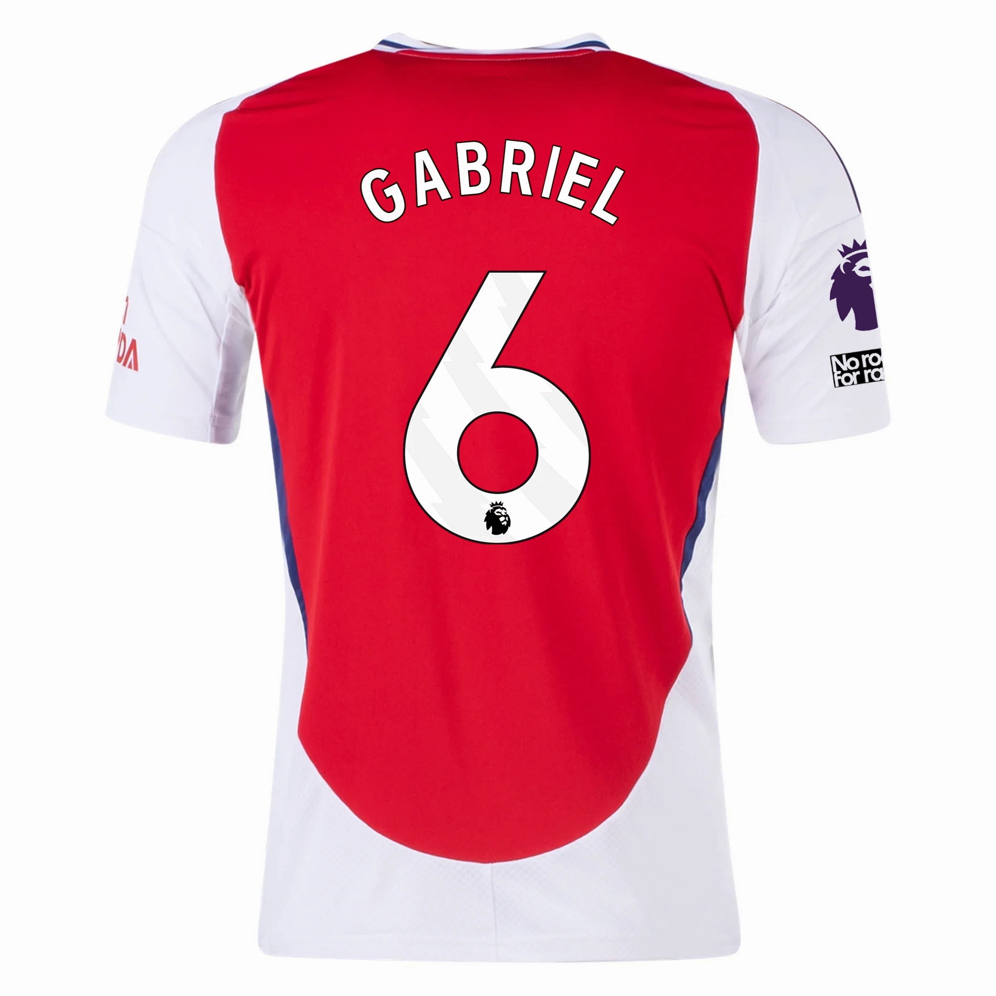 Breathable mesh adidas Arsenal Gabriel Magalh?es Home Jersey w/ EPL   No Room For Racism Patches 24/25 (Better Scarlet/White)