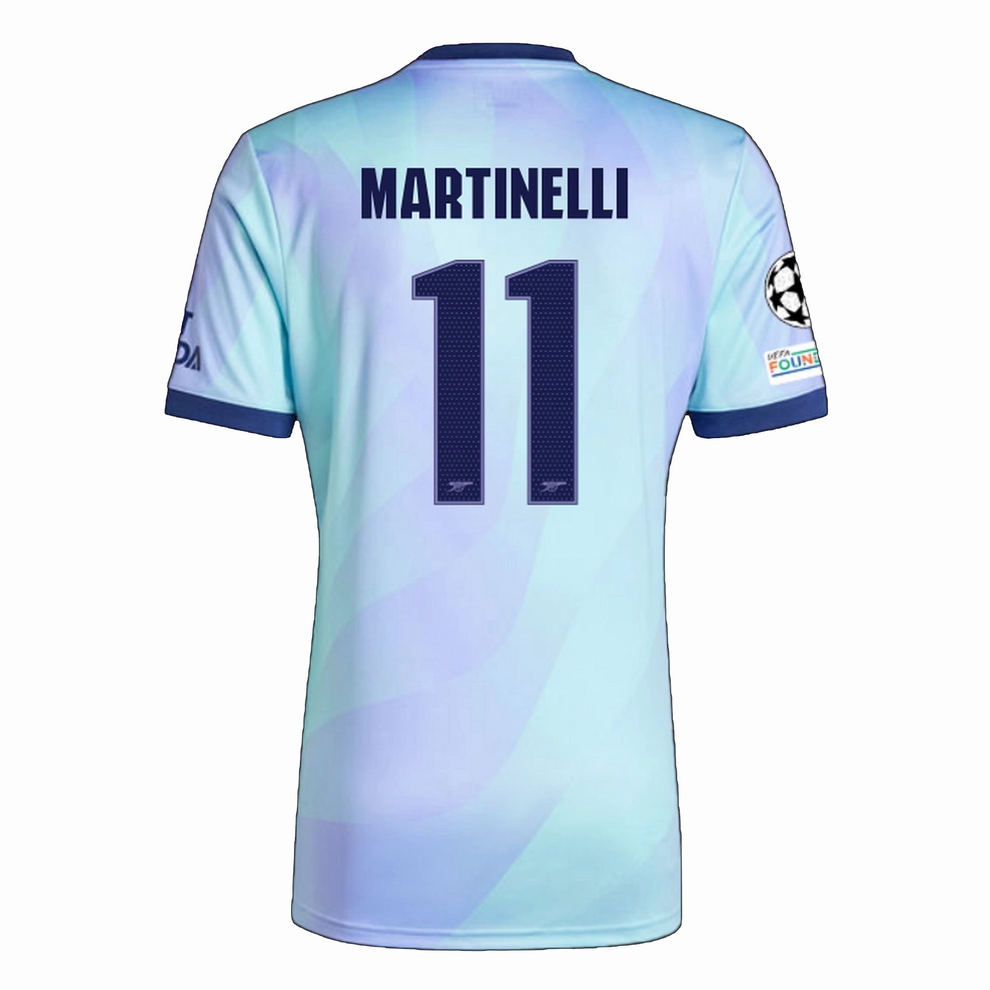 adidas Arsenal Gabriel Martinelli Third Jersey w/ Champions League Patches 24/25 (Clear Aqua/Light Flash Purple) Performance Driven Design