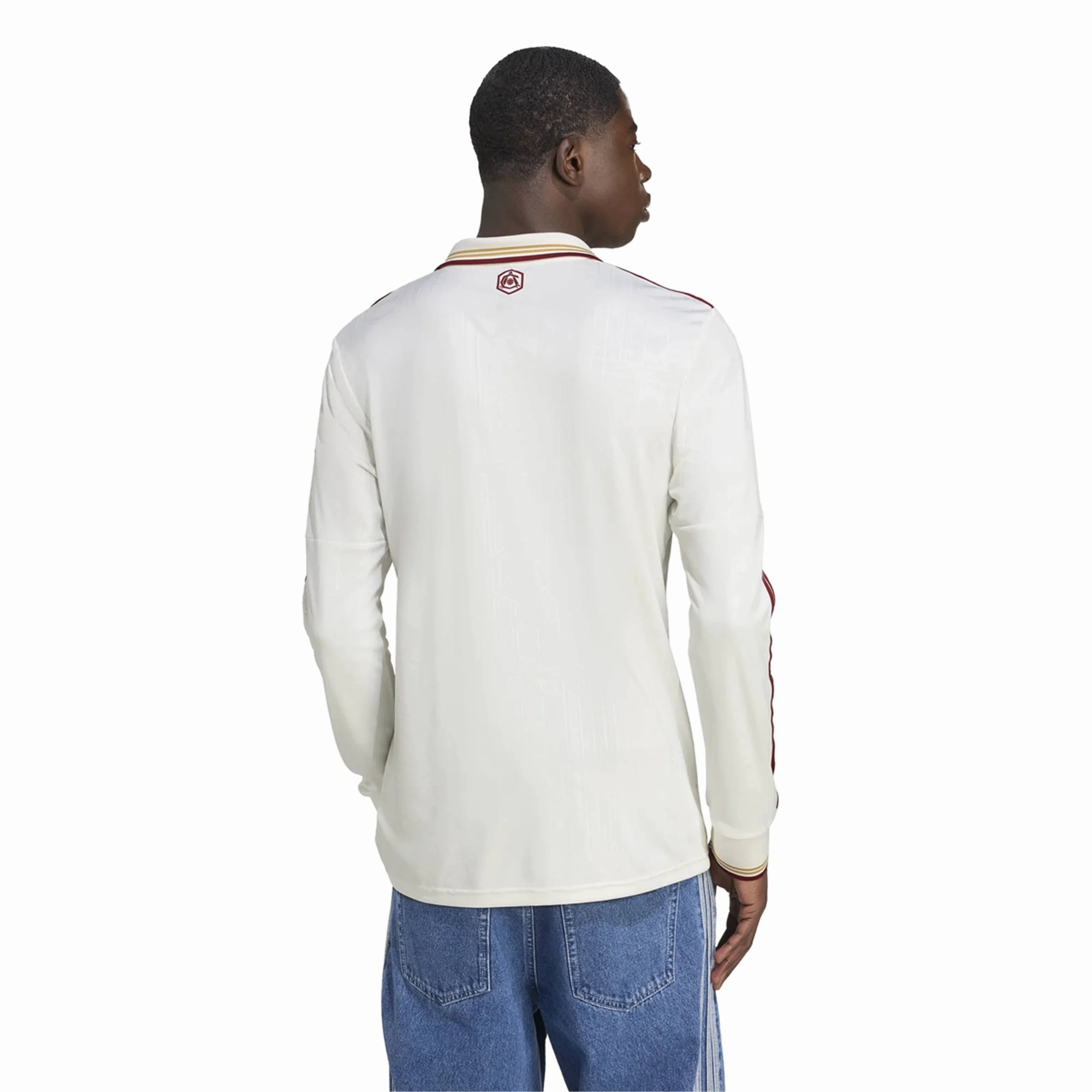 adidas Arsenal Gabriel Martinelli Third Long Sleeve Jersey w/ EPL   No Room For Racism 25/26 (White/Burgundy) Stretchable Knit Material