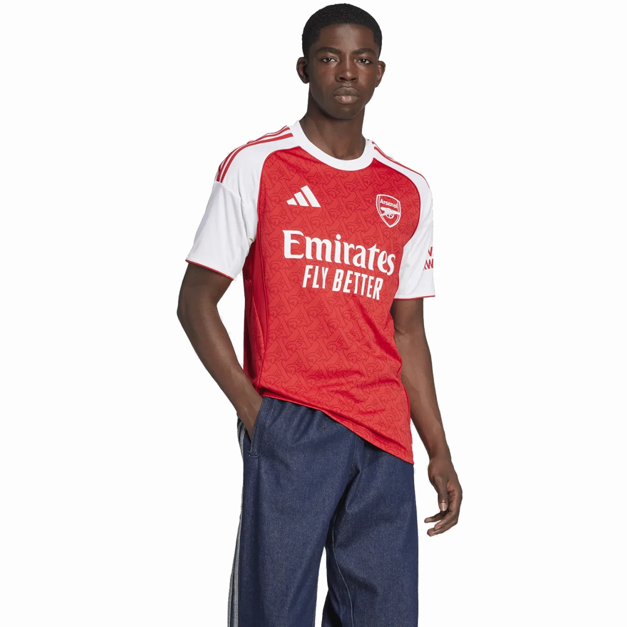 adidas Arsenal Home Jersey w/ Champions League Patches 25/26 (Better Scarlet/White) Non Irritating Seams