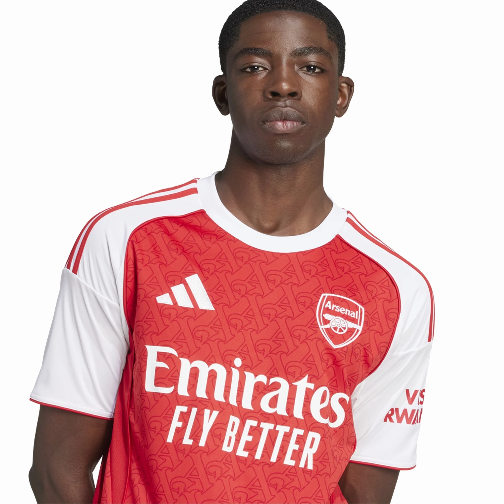 adidas Arsenal Home Jersey w/ Champions League Patches 25/26 (Better Scarlet/White) Airflow Channel Panels Comfort Stretch