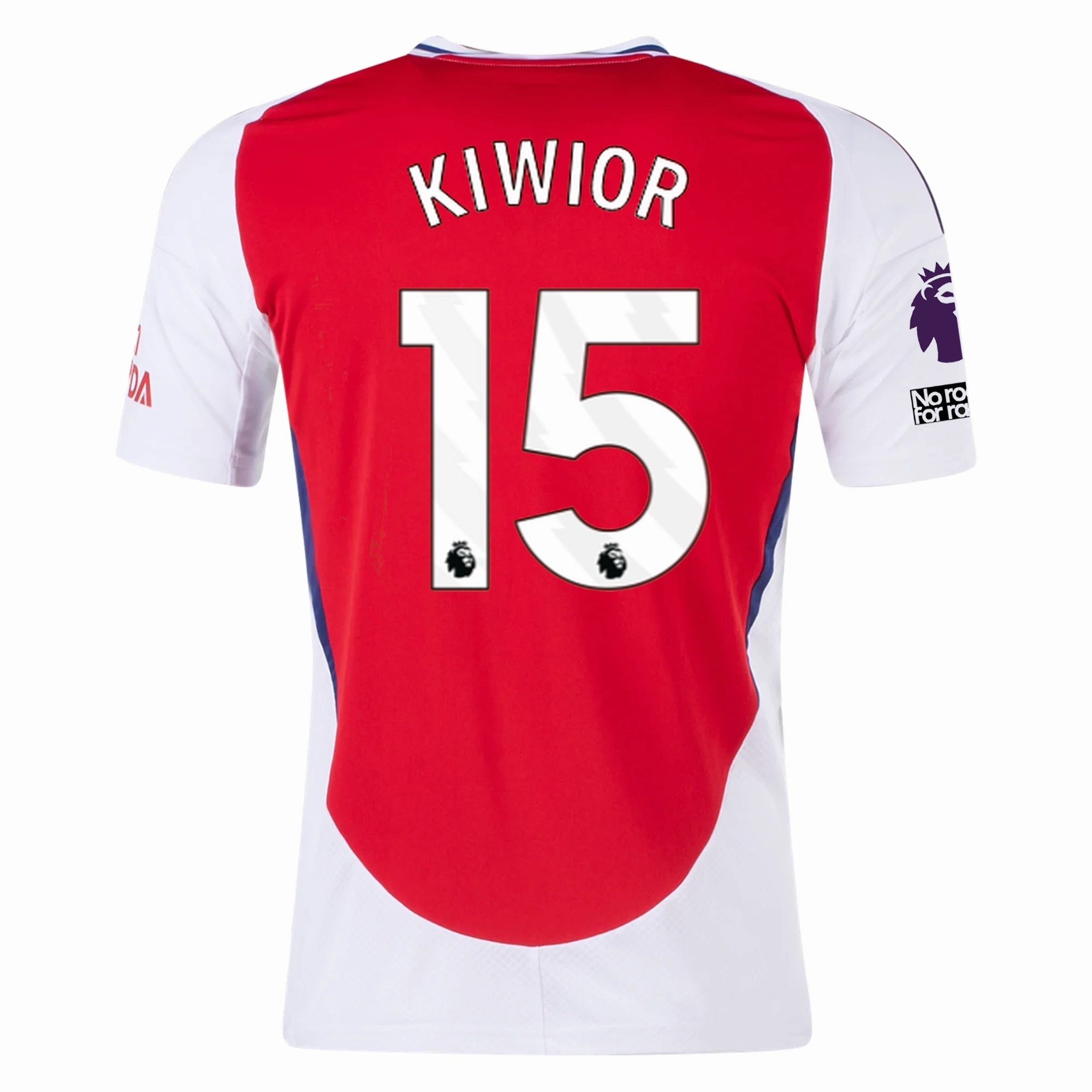 adidas Arsenal Jakub Kiwior Home Jersey w/ EPL   No Room For Racism Patches 24/25 (Better Scarlet/White) Bold Lettering