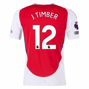 Raglan Sleeve Design Street Motion adidas Arsenal Jurrien Timber Home Jersey w/ EPL   No Room For Racism Patches 24/25 (Better Scarlet/White)