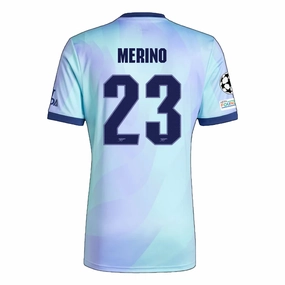 Speed Focus Pre Shrunk Material adidas Arsenal Mikel Merino Third Jersey w/ Champions League Patches 24/25 (Clear Aqua/Light Flash Purple)