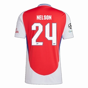 adidas Arsenal Reiss Nelson Home Jersey w/ Champions League Patches 24/25 (Better Scarlet/White) Outdoor Activewear Reinforced Hem Structure