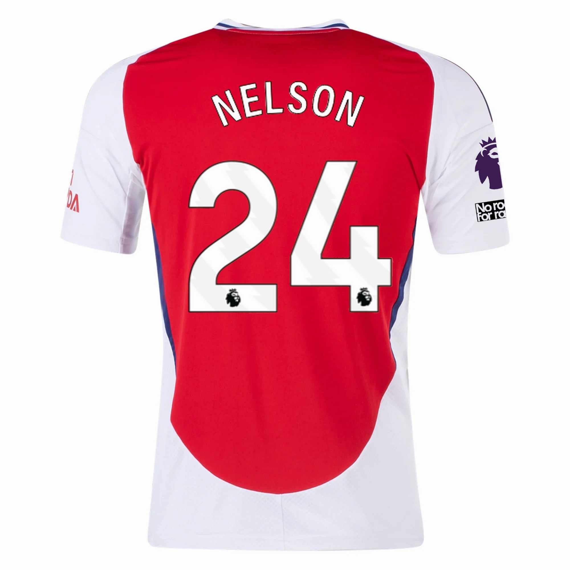 adidas Arsenal Reiss Nelson Home Jersey w/ EPL   No Room For Racism Patches 24/25 (Better Scarlet/White) Crisp Look