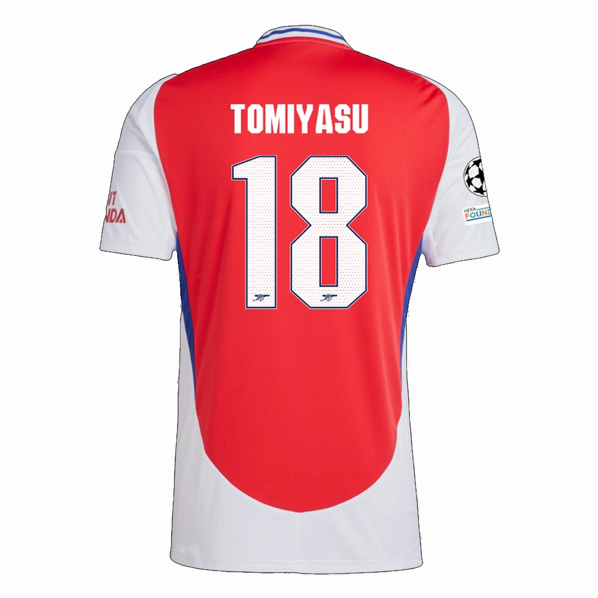 Eco Friendly Material adidas Arsenal Takehiro Tomiyasu Home Jersey w/ Champions League Patches 24/25 (Better Scarlet/White)