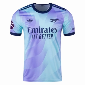Layered Mesh Inserts Thermoregulating Fabric adidas Arsenal Third Jersey w/ EPL Patch 24/25 (Clear Aqua/Light Flash Purple)