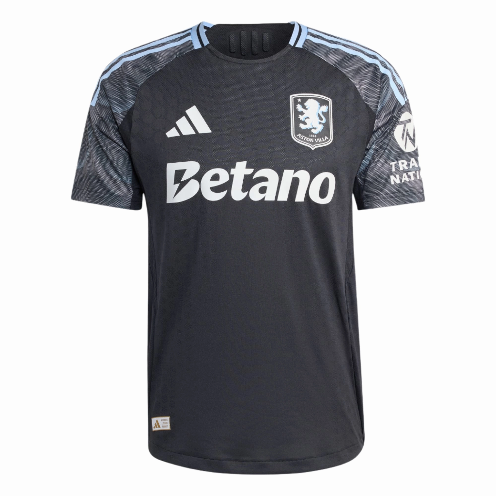 adidas Aston Villa 25/26 Authentic Away Jersey (Black/Global Blue) Slub Textured Surface