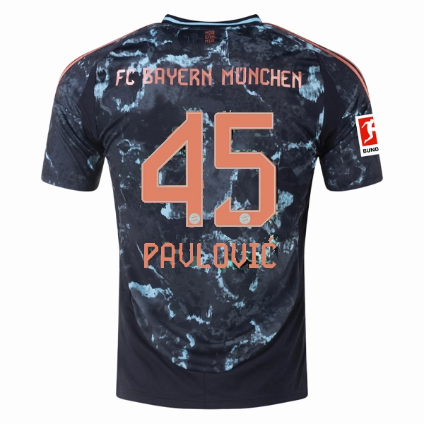Sleek Comfort Anti Pilling Fabric Treatment adidas Bayern Munich Aleksandar Pavlovi? Away Jersey w/ Bundesliga Patch 24/25 (Black/Copper/Blue)