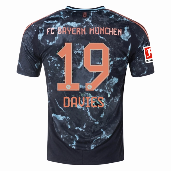 adidas Bayern Munich Alphonso Davies Away Jersey w/ Bundesliga Patch 24/25 (Black/Copper/Blue) Any Activity