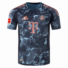 adidas Bayern Munich Authentic Away Jersey w/ Bundesliga Patch 24/25 (Black/Copper/Blue) Abrasion Resistant Reinforcements Colorfast Dye Methods