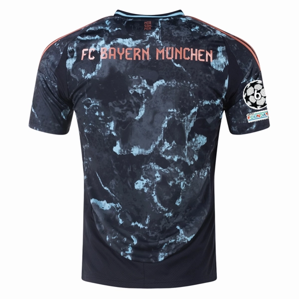 Air Flow Tech adidas Bayern Munich Authentic Away Jersey w/ Champions League Patches 24/25 (Black/Copper/Blue)