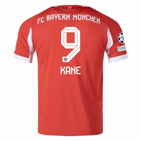 adidas Bayern Munich Authentic Harry Kane Home Jersey w/ Champion League Patches 25/26 (Red) Fast Reaction