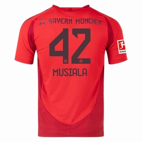 adidas Bayern Munich Authentic Jamal Musiala Home Jersey w/ Bundesliga Patch 24/25 (Red) Game Day