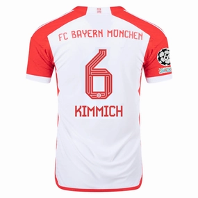 High Stretch Elastic Cuffs Sport Inspired adidas Bayern Munich Authentic Joshua Kimmich Home Jersey w/ Champions League Patches 23/24 (White/Red)