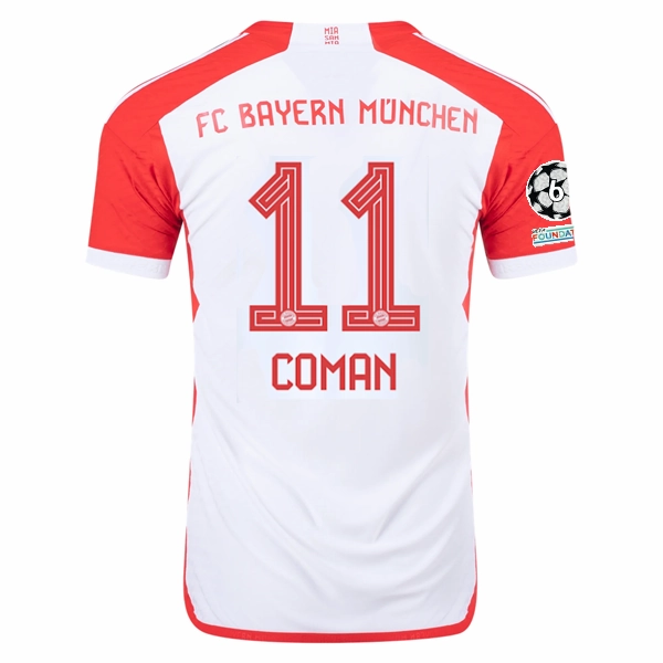 Functional Design adidas Bayern Munich Authentic Kingsley Coman Home Jersey w/ Champions League Patches 23/24 (White/Red)
