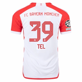 Focus Fit Abrasion Resistant Surface adidas Bayern Munich Authentic Mathys Tel Home Jersey w/ Champions League Patches 23/24 (White/Red)