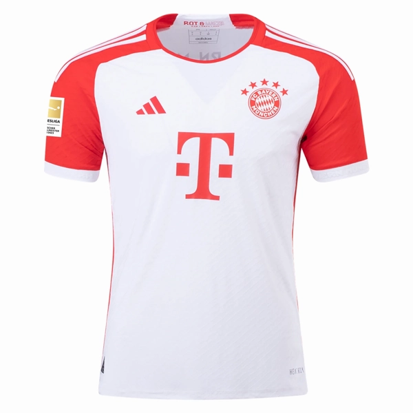 Layered construction adidas Bayern Munich Authentic Matthijs de Ligt Home Jersey w/ Bundesliga Champions Patch 23/24 (White/Red)