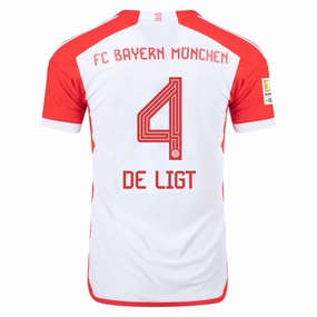 Non Restrictive Tailoring adidas Bayern Munich Authentic Matthijs de Ligt Home Jersey w/ Bundesliga Champions Patch 23/24 (White/Red)