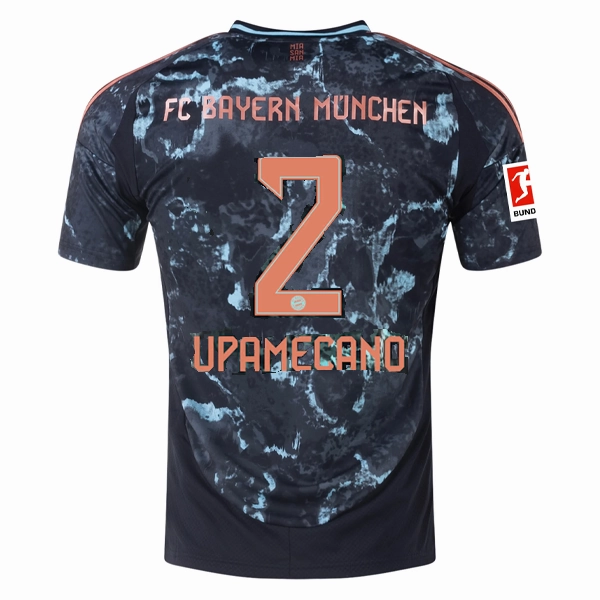 adidas Bayern Munich Dayot Upamecano Away Jersey w/ Bundesliga Patch 24/25 (Black/Copper/Blue) Odor Resistant Technology Seam Free Underarm Venting