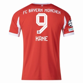 adidas Bayern Munich Harry Kane Home Jersey w/ Champions League Patches 25/26 (Red) Stylish performance Odor Resistant Coating
