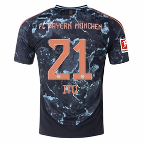 adidas Bayern Munich Hiroki Ito Away Jersey w/ Bundesliga Patch 24/25 (Black/Copper/Blue) Multi Directional Stretch Panels Stretch Zones