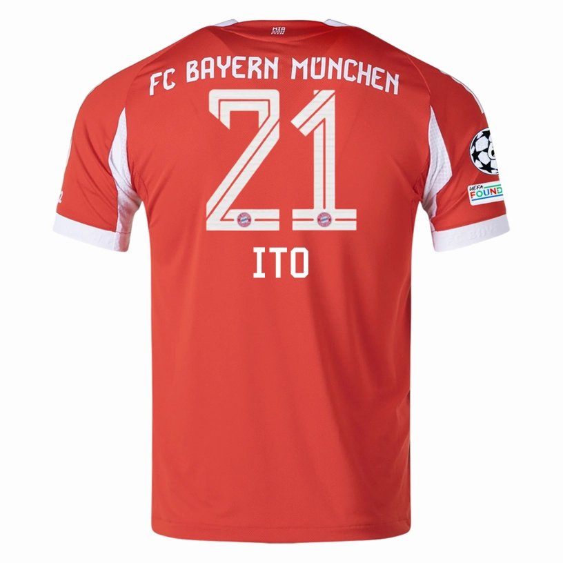 adidas Bayern Munich Ito Home Jersey w/ Champions League Patches 25/26 (Red) Versatile Use