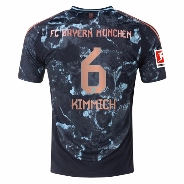 Athletic gear adidas Bayern Munich Joshua Kimmich Away Jersey w/ Bundesliga Patch 24/25 (Black/Copper/Blue)