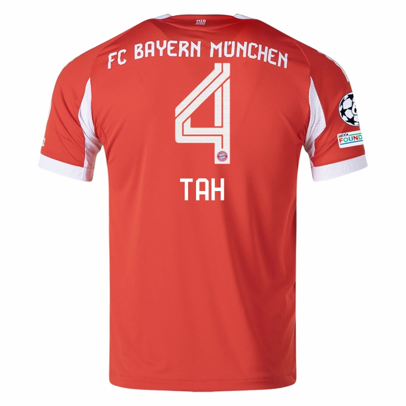 adidas Bayern Munich Tah Home Jersey w/ Champions League Patches 25/26 (Red) Fade Resistant Dye