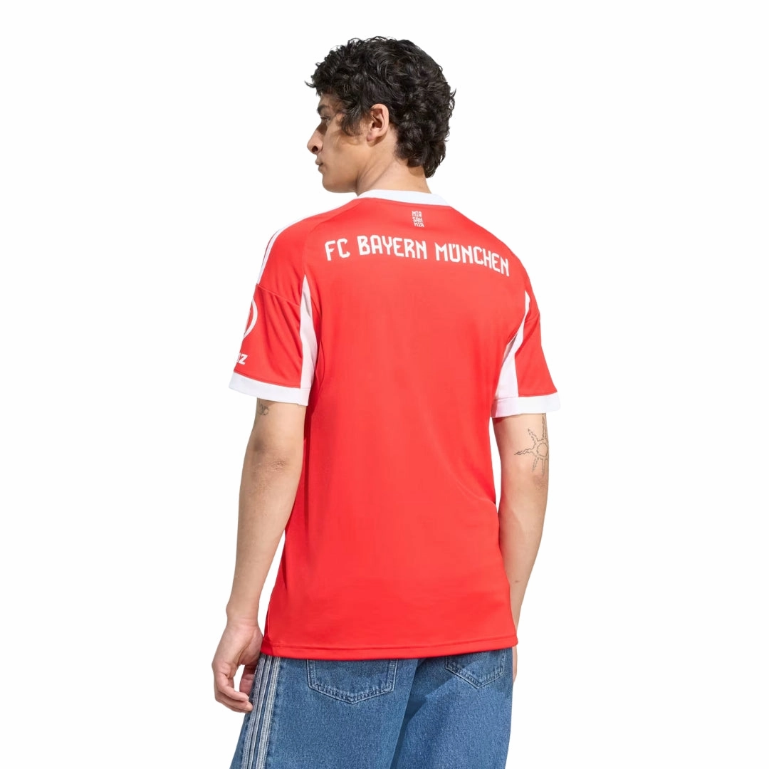 adidas Bayern Munich Tah Home Jersey w/ Champions League Patches 25/26 (Red) Hyper Fit Non Restrictive Mobility Cut