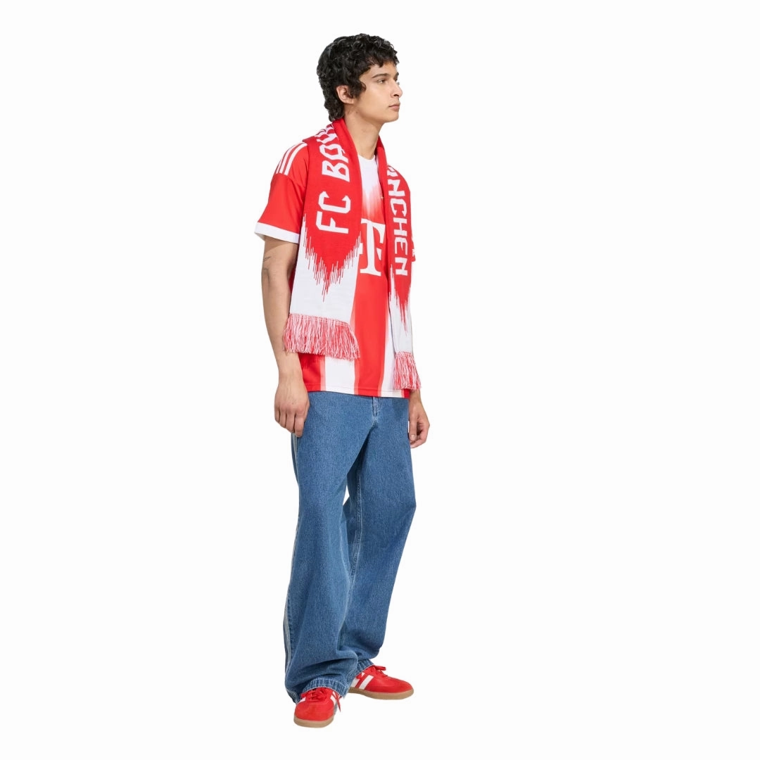 adidas Bayern Munich Tah Home Jersey w/ Champions League Patches 25/26 (Red) Breathable Sportswear Fabric