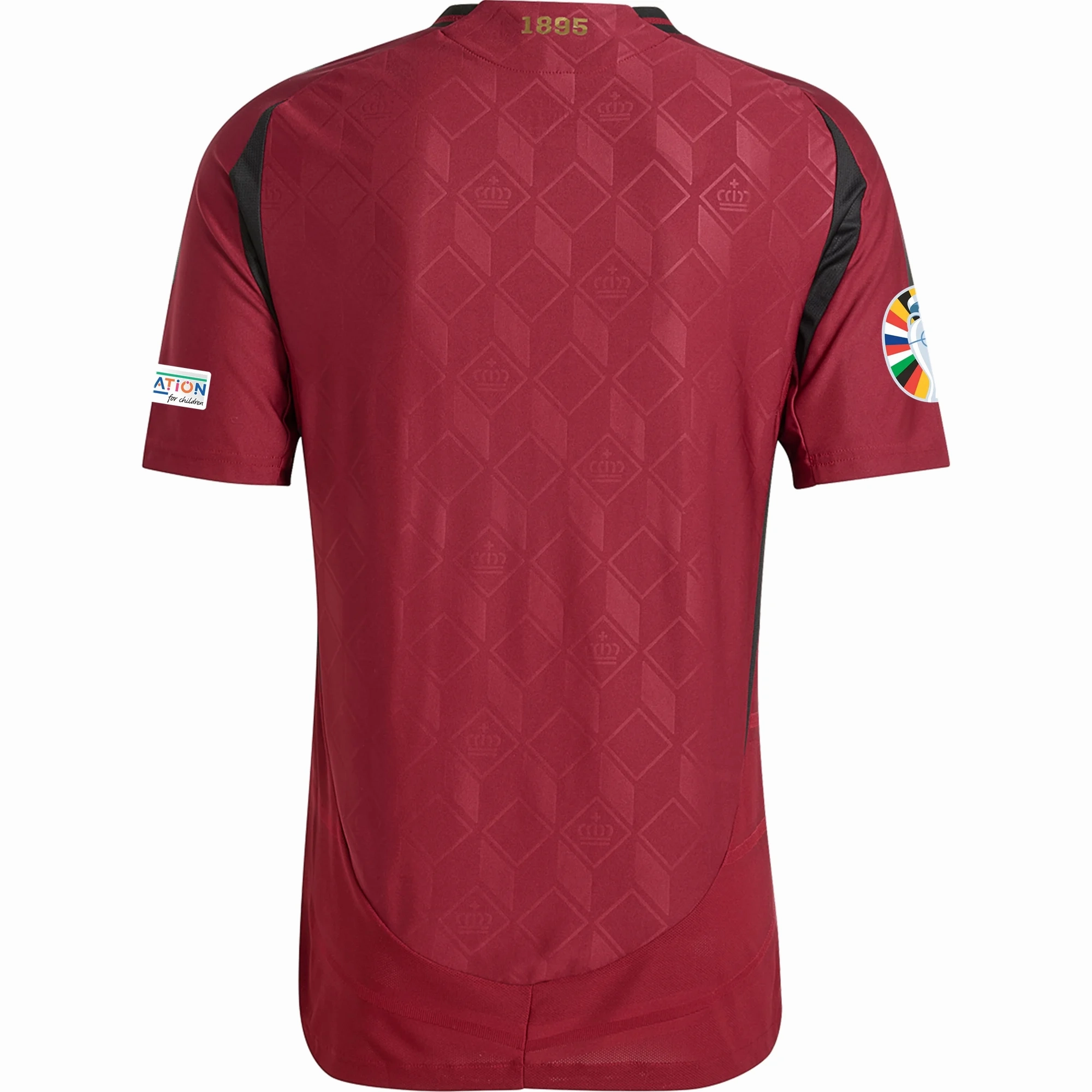 Multi Panel Design adidas Belgium Authentic Home Jersey w/ Euro 2024 Patches 24/25 (Burgundy)