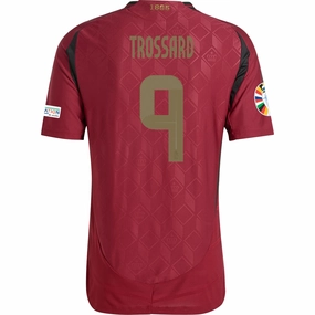 adidas Belgium Authentic Leandro Trossard Home Jersey w/ Euro 2024 Patches 24/25 (Burgundy) 3D Knit Seamless Pattern