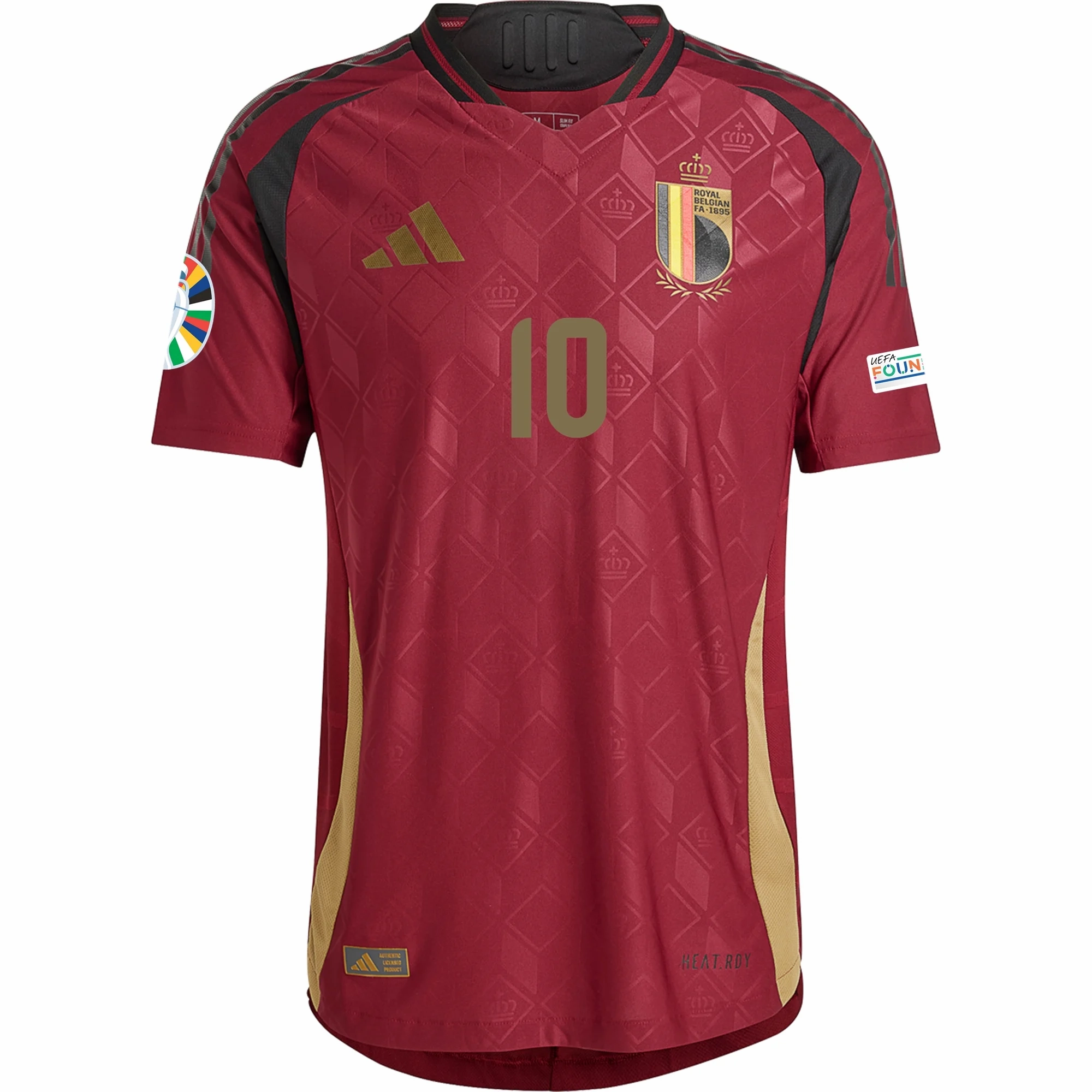 Active Lifestyle Action Fit adidas Belgium Authentic Romelu Lukaku Home Jersey w/ Euro 2024 Patches 24/25 (Burgundy)