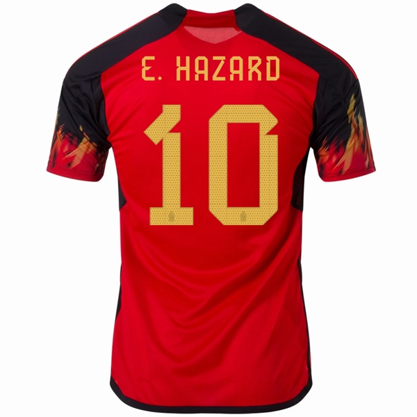 Durable Moisture Management adidas Belgium Eden Hazard Home Jersey 22/23 (Red/Black)