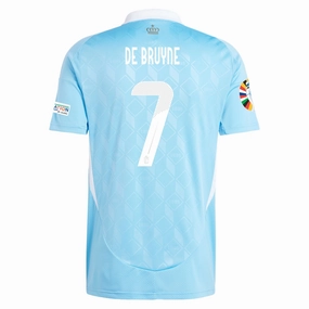 Breath Flow Core Movement adidas Belgium Kevin De Bruyne Away Jersey w/ Euro 2024 Patches 24/25 (Semi Blue Burst)