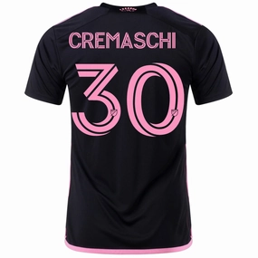 adidas Benja Cremaschi Inter Miami Away Jersey 23/24 (Black/True Pink) Reinforced Stress Point Stitching Roll Up Cuff System