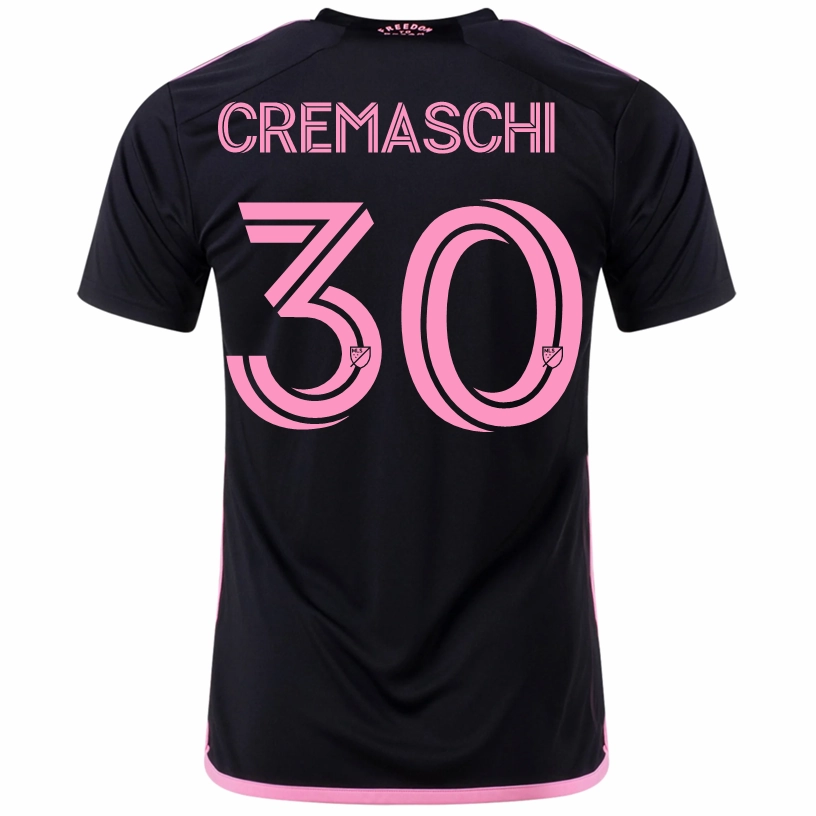 adidas Benja Cremaschi Inter Miami Away Jersey 23/24 (Black/True Pink) Reinforced Stress Point Stitching Roll Up Cuff System