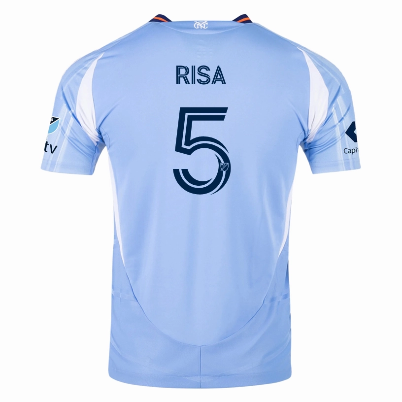 Flexible Collar Design adidas Birk Risa New York City FC Authentic Home Jersey 25/26 w/ MLS Patches (Bahia Light Blue)