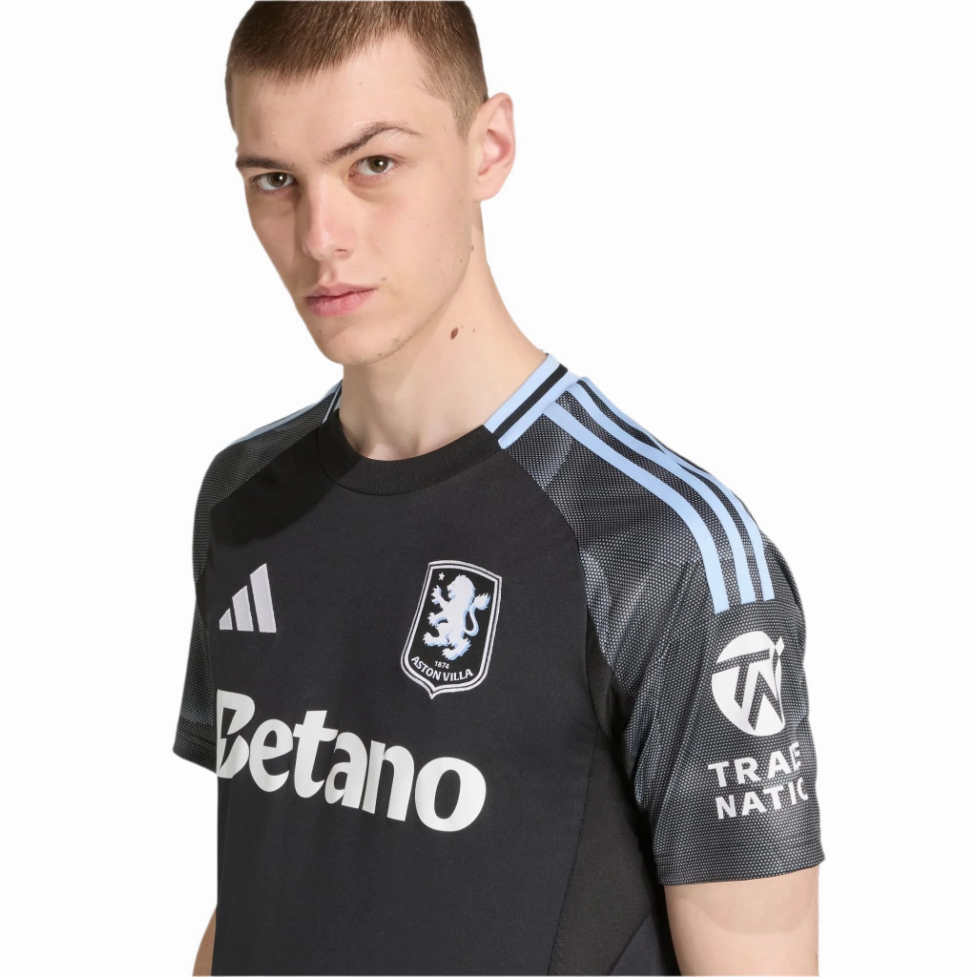 Athletic Performance Enhancement adidas Bogarde Men's Aston Villa 25/26 Away Jersey w/ EPL   NRFR Patches (Black/Global Blue)