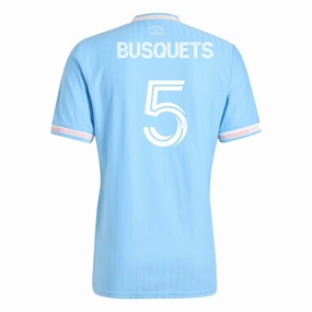 adidas Busquets Inter Miami Authentic Third Jersey 25/26 (Blue/Pink) Laser Cut Ventilation Seamless Wear