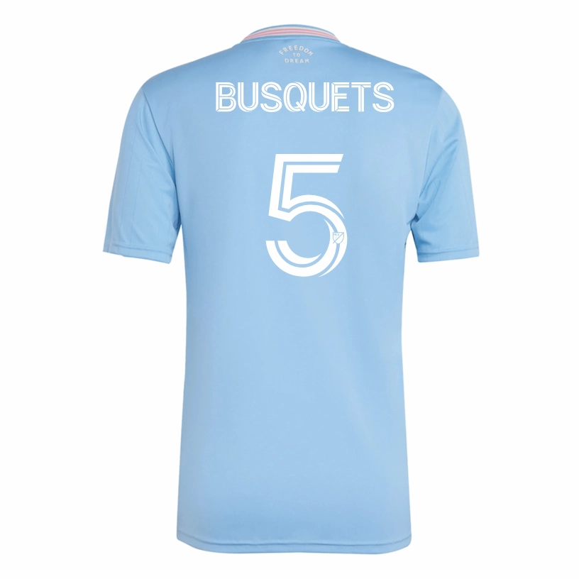 adidas Busquets Originals Inter Miami CF 25/26 Third Jersey (Blue) Athletic Collar Style stain resistant coating