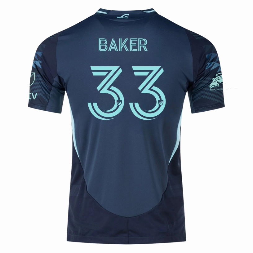 Fluid motion Wicking Interior Layer adidas C. Baker Seattle Sounders Authentic Away Jersey 25/26 w/ MLS Patches & Sponsor (Aura Ink)
