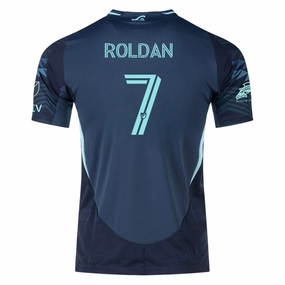 Easy Fit Wear adidas C. Roldan Seattle Sounders Authentic Away Jersey 25/26 w/ MLS Patches & Sponsor (Aura Ink)