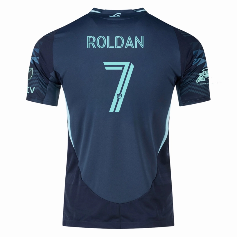 adidas C. Roldan Seattle Sounders Authentic Away Jersey 25/26 w/ MLS Patches & Sponsor (Aura Ink) Quick Repair Yarn