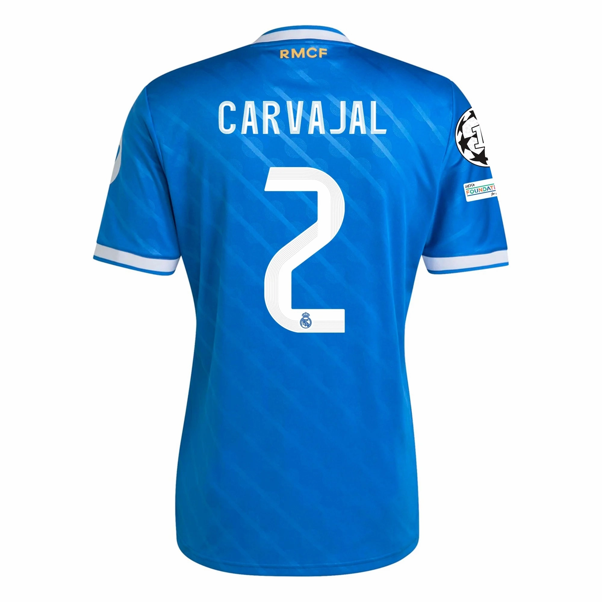 Breathable Underarm Gussets adidas Carvajal Men's Real Madrid Third Jersey 25/26 w/ Champions League Patches (Blue/White)