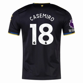 adidas Casemiro  Men's Manchester United Authentic Third Jersey 25/26 w/ NRFR   EPL Patches (Black) Raglan Sleeve Integration Reinforced Hemlines