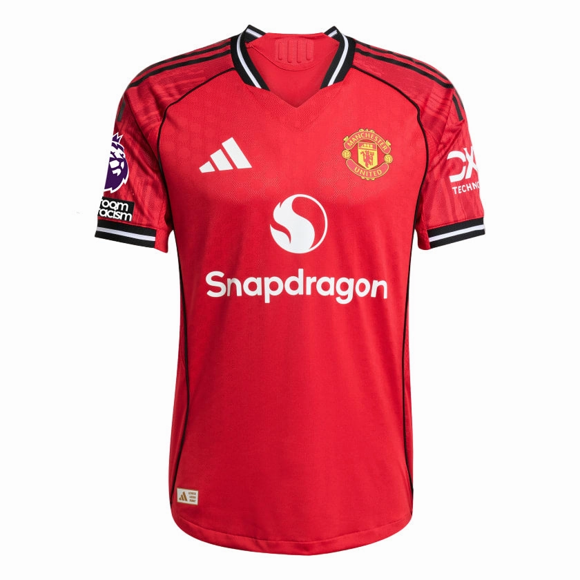 Eco Friendly Fabric Blends Seam Free Engineering adidas Cunha Men's Manchester United Authentic Home Jersey 25/26 w/ NRFR   EPL Patch (Red)