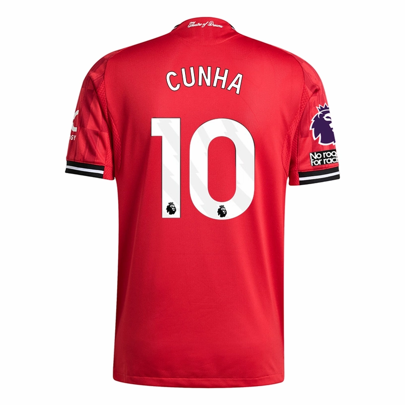 adidas Cunha Men's Manchester United Authentic Home Jersey 25/26 w/ NRFR   EPL Patch (Red) Quick Release Moisture Transfer Chill Fit